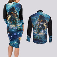 New Zealand Matariki Waita Couples Matching Long Sleeve Bodycon Dress and Long Sleeve Button Shirt The Way Of The Water