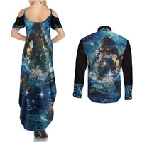 New Zealand Matariki Waita Couples Matching Summer Maxi Dress and Long Sleeve Button Shirt The Way Of The Water LT9 - Polynesian Pride