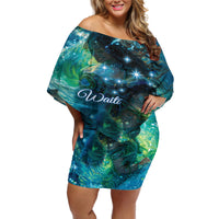 New Zealand Matariki Waiti Off Shoulder Short Dress The Beginnings Of Life LT9 Women Black - Polynesian Pride