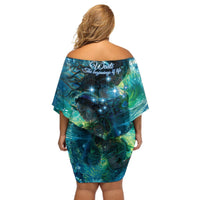 New Zealand Matariki Waiti Off Shoulder Short Dress The Beginnings Of Life LT9 - Polynesian Pride