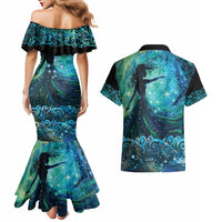 New Zealand Matariki Hiwa-i-te-rangi Couples Matching Mermaid Dress and Hawaiian Shirt Titiro ki nga Whetu Wishing Star LT9 - Polynesian Pride