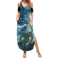 New Zealand Matariki Ururangi Summer Maxi Dress The Murmur Of The Wind LT9 Women Black - Polynesian Pride