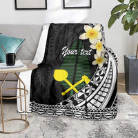 Alo Chiefdom Wallis and Futuna Personalized Blanket Frangipani Flowers Polynesian Pattern