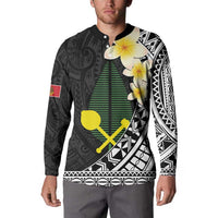 Alo Chiefdom Wallis and Futuna Personalized Button Sweatshirt Frangipani Flowers Polynesian Pattern