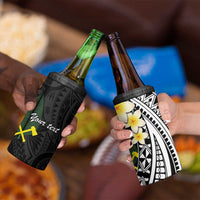 Alo Chiefdom Wallis and Futuna Personalized 4 in 1 Can Cooler Tumbler Frangipani Flowers Polynesian Pattern