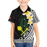 Alo Chiefdom Wallis and Futuna Personalized Family Matching Off Shoulder Maxi Dress and Hawaiian Shirt Frangipani Flowers Polynesian Pattern