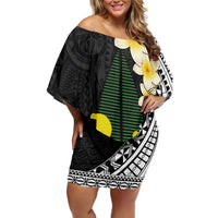 Alo Chiefdom Wallis and Futuna Personalized Family Matching Off Shoulder Short Dress and Hawaiian Shirt Frangipani Flowers Polynesian Pattern