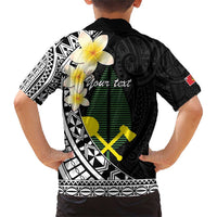 Alo Chiefdom Wallis and Futuna Personalized Family Matching Short Sleeve Bodycon Dress and Hawaiian Shirt Frangipani Flowers Polynesian Pattern