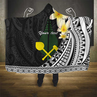 Alo Chiefdom Wallis and Futuna Personalized Hooded Blanket Frangipani Flowers Polynesian Pattern