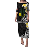 Alo Chiefdom Wallis and Futuna Personalized Puletasi Frangipani Flowers Polynesian Pattern LT9 Long Dress Black - Polynesian Pride