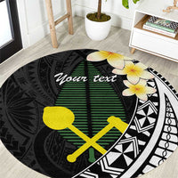 Alo Chiefdom Wallis and Futuna Personalized Round Carpet Frangipani Flowers Polynesian Pattern