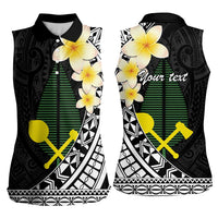 Alo Chiefdom Wallis and Futuna Personalized Women Sleeveless Polo Shirt Frangipani Flowers Polynesian Pattern