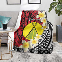 Sigave Chiefdom Wallis and Futuna Personalized Blanket Frangipani Flowers Polynesian Pattern