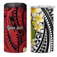 Sigave Chiefdom Wallis and Futuna Personalized 4 in 1 Can Cooler Tumbler Frangipani Flowers Polynesian Pattern