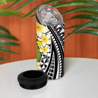 Sigave Chiefdom Wallis and Futuna Personalized 4 in 1 Can Cooler Tumbler Frangipani Flowers Polynesian Pattern