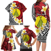 Sigave Chiefdom Wallis and Futuna Personalized Family Matching Long Sleeve Bodycon Dress and Hawaiian Shirt Frangipani Flowers Polynesian Pattern