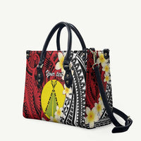 Sigave Chiefdom Wallis and Futuna Personalized Leather Bag Frangipani Flowers Polynesian Pattern - Polynesian Pride