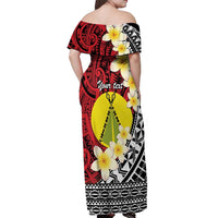Sigave Chiefdom Wallis and Futuna Personalized Off Shoulder Maxi Dress Frangipani Flowers Polynesian Pattern