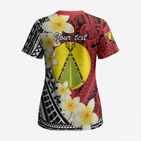 Sigave Chiefdom Wallis and Futuna Personalized Scrub Top Frangipani Flowers Polynesian Pattern - Polynesian Pride