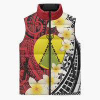 Sigave Chiefdom Wallis and Futuna Personalized Sleeveless Puffer Jacket Frangipani Flowers Polynesian Pattern - Polynesian Pride