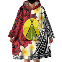 Sigave Chiefdom Wallis and Futuna Personalized Wearable Blanket Hoodie Frangipani Flowers Polynesian Pattern