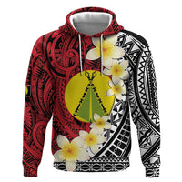 Sigave Chiefdom Wallis and Futuna Personalized Zip Hoodie Frangipani Flowers Polynesian Pattern