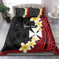 Uvea Chiefdom Wallis and Futuna Personalized Bedding Set Frangipani Flowers Polynesian Pattern