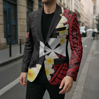 Uvea Chiefdom Wallis and Futuna Personalized Blazer Frangipani Flowers Polynesian Pattern - Polynesian Pride