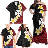 Uvea Chiefdom Wallis and Futuna Personalized Family Matching Off Shoulder Maxi Dress and Hawaiian Shirt Frangipani Flowers Polynesian Pattern