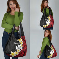 Uvea Chiefdom Wallis and Futuna Personalized Grocery Bag Frangipani Flowers Polynesian Pattern