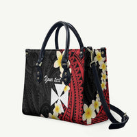 Uvea Chiefdom Wallis and Futuna Personalized Leather Bag Frangipani Flowers Polynesian Pattern - Polynesian Pride