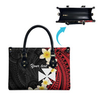 Uvea Chiefdom Wallis and Futuna Personalized Leather Bag Frangipani Flowers Polynesian Pattern - Polynesian Pride
