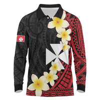 Uvea Chiefdom Wallis and Futuna Personalized Long Sleeve Polo Shirt Frangipani Flowers Polynesian Pattern