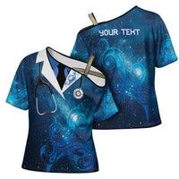 New Zealand Nurses RN Personalised Cross Shoulder Shirt Galaxy Stethoscope Maori Motif LT9 - Polynesian Pride