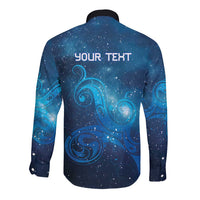 New Zealand Nurses RN Personalised Long Sleeve Button Shirt Galaxy Stethoscope Maori Motif LT9 - Polynesian Pride