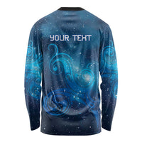 New Zealand Nurses RN Personalised Long Sleeve Shirt Galaxy Stethoscope Maori Motif LT9 - Polynesian Pride