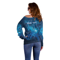 New Zealand Nurses RN Personalised Off Shoulder Sweater Galaxy Stethoscope Maori Motif LT9 - Polynesian Pride