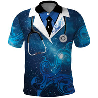 New Zealand Nurses RN Personalised Polo Shirt Galaxy Stethoscope Maori Motif LT9 Galaxy - Polynesian Pride