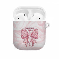 New Zealand Nurses RN Personalised AirPods Case Pink Stethoscope Coquette Bow Maori Motif LT9 Pink - Polynesian Pride