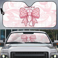 New Zealand Nurses RN Personalised Auto Sun Shade Pink Stethoscope Coquette Bow Maori Motif LT9 Pink - Polynesian Pride