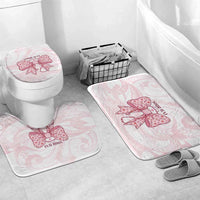 New Zealand Nurses RN Personalised Bathroom Set Pink Stethoscope Coquette Bow Maori Motif LT9 Mat Set Only (3 pcs) One Size Pink - Polynesian Pride