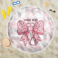 New Zealand Nurses RN Personalised Beach Blanket Pink Stethoscope Coquette Bow Maori Motif LT9 One Size 150cm Pink - Polynesian Pride