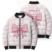 New Zealand Nurses RN Personalised Bomber Puffer Jacket Pink Stethoscope Coquette Bow Maori Motif LT9 - Polynesian Pride