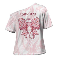 New Zealand Nurses RN Personalised Cross Shoulder Shirt Pink Stethoscope Coquette Bow Maori Motif LT9 - Polynesian Pride