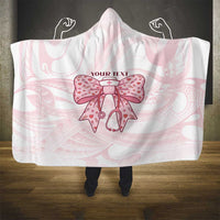 New Zealand Nurses RN Personalised Hooded Blanket Pink Stethoscope Coquette Bow Maori Motif LT9 - Polynesian Pride