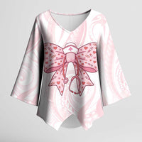 New Zealand Nurses RN Personalised Kimono Sleeve Blouse Pink Stethoscope Coquette Bow Maori Motif LT9 Female Pink - Polynesian Pride