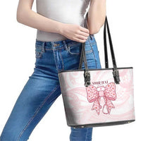 New Zealand Nurses RN Personalised Leather Tote Bag Pink Stethoscope Coquette Bow Maori Motif LT9 - Polynesian Pride