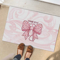 New Zealand Nurses RN Personalised Rubber Doormat Pink Stethoscope Coquette Bow Maori Motif LT9 - Polynesian Pride