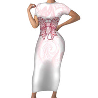 New Zealand Nurses RN Personalised Short Sleeve Bodycon Dress Pink Stethoscope Coquette Bow Maori Motif