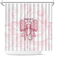 New Zealand Nurses RN Personalised Shower Curtain Pink Stethoscope Coquette Bow Maori Motif LT9 Pink - Polynesian Pride